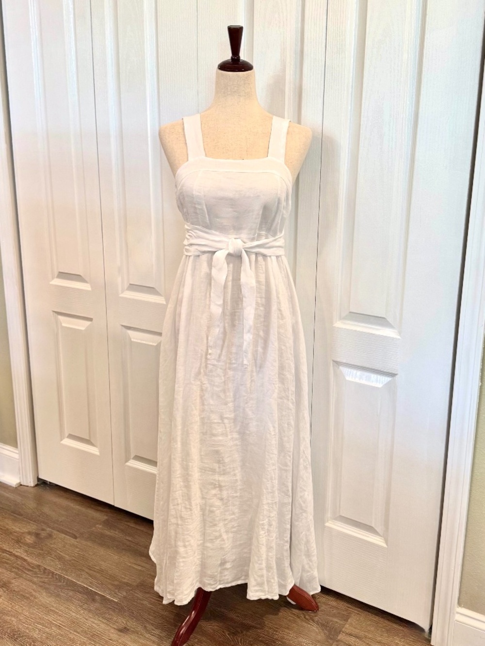 Francesca Bettini, Size L, Linen Maxi Dress, Made in Italy, Smocked Elastic Back